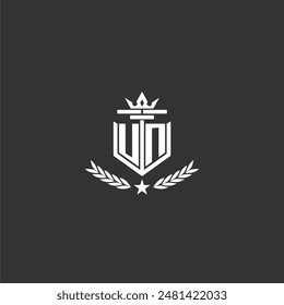 UN initial monogram brand logo design for crown vector image