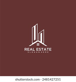 UN initial monogram building and roof logo for real estate