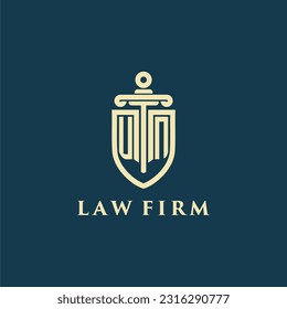 UN initial monogram for law firm with sword and shield logo image