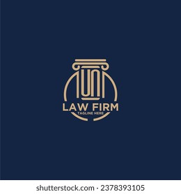 UN initial monogram for law firm with creative circle line