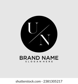 UN initial monogram logo with circle style dsign