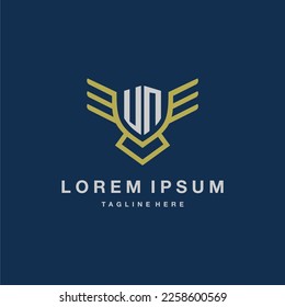 UN initial monogram logo for creative eagle line image vector design