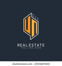 UN initial monogram logo for real estate creative design.