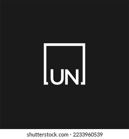 UN initial monogram logo with square style design