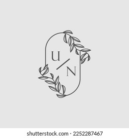 UN initial monogram wedding with creative oval line