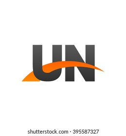 UN initial overlapping swoosh letter logo black orange