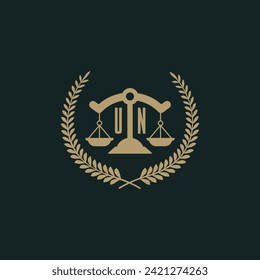 UN initials for law firm logo icon design vector image