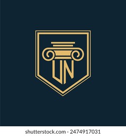 UN Initials Law Firm Logo Lawyer logo with creative law element