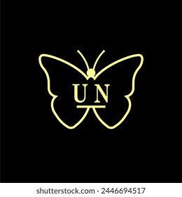 UN Initials Luxury Butterfly logo Vector illustration