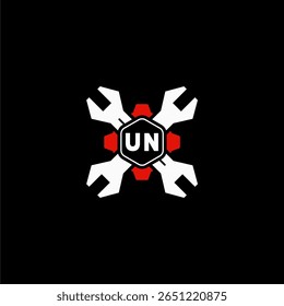 UN Initials Vektor Stok Otomotif Logo Design