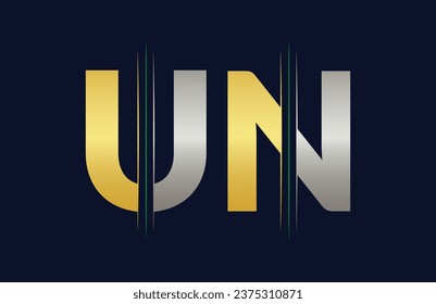 UN letter colorful logo in the circle. Vector Logo Illustration.