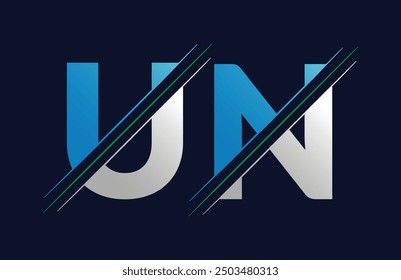 UN letter colorful logo in the circle. Vector Logo Illustration.