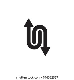 UN letter with up and down arrow logo design vector