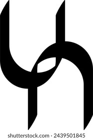 UN letter logo with black color and continuity