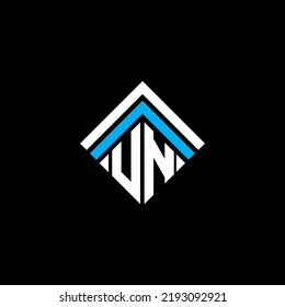 UN-Brief-Logo kreatives Design mit Vektorgrafik, UNO einfach und modern Logo.