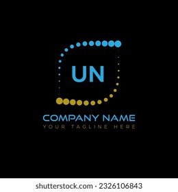 UN letter logo design on black background. UN creative initials letter logo concept. UN unique design.
