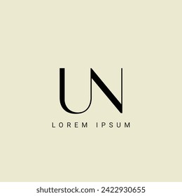 UN letter logo design. UN polygon, circle, triangle, hexagon, flat and simple style with white color variation letter logo set in one artboard. UN minimalist and classic logo. UN