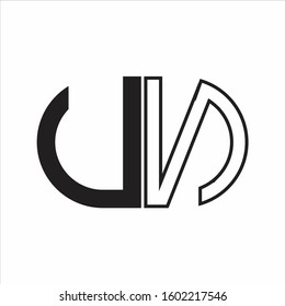 UN Letter logo monogram with oval shape negative space design template white background