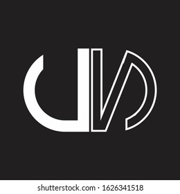 UN Letter logo monogram with oval shape negative space design template