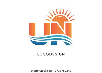 UN Letter Logo Monogram Sun Wave Modern Branding Design