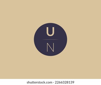 UN letter modern elegant logo design vector images
