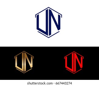 UN letters linked with hexagon shape logo