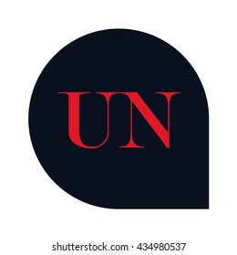 UN Letters red , Abstract black background logo, Design identity in shape, Alphabet letter