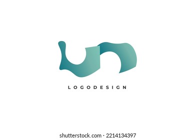 UN Logo Design with Liquid Shape. Initial Letter U and N Logo with Creative Style