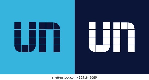 UN logo design with tile shape. Minimalist and modern vector illustration design suitable for business or brand