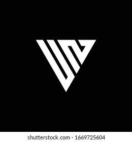 UN-Logo-Monogramm mit Dreieck-Design-Vorlage einzeln auf schwarzem Hintergrund