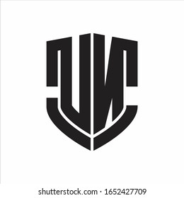 UN Logo monogram with emblem shield shape design isolated on white background