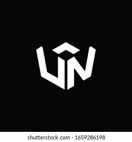UN logo monogram with emblem style ribbon design template