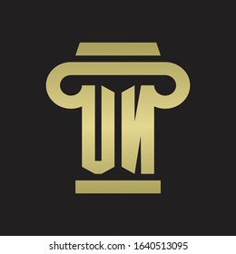 UN Logo monogram with pillar style design template with gold colors