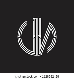 UN Logo monogram triple ribbon style line design template isolated on black background