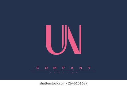 Design do logotipo das iniciais modernas da ONU. Logotipo de marca com iniciais estilizadas apresentando design arrojado e estética moderna. Ideal para profissionais de marca de negócios ou projetos criativos com foco em minimalista