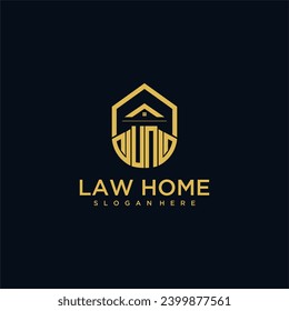 UN monogram initial logo for lawhome with shape home design