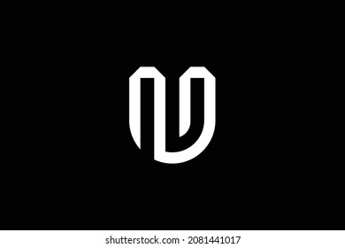 UN monogram initials letter logo concept. NU letter logo design on luxury background. UN icon design. NU trendy and Professional white color letter icon design on black background.