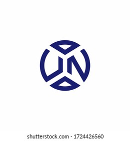 UN monogram logo with abstract shapes in modern style design template
