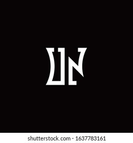 UN monogram logo with curved side style design template