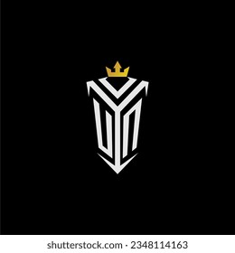 UN monogram logo initial for shield  crown style design