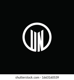 UN monogram logo isolated with a rotating circle