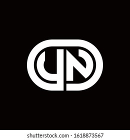 UN monogram logo with an oval style on a black background