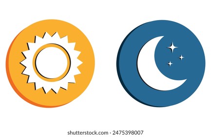 un and moon icon isolated on white background. Day and night. Vector illustration.