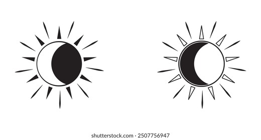 un and moon icon isolated on white background. Day and night. Vector illustration design eps 10