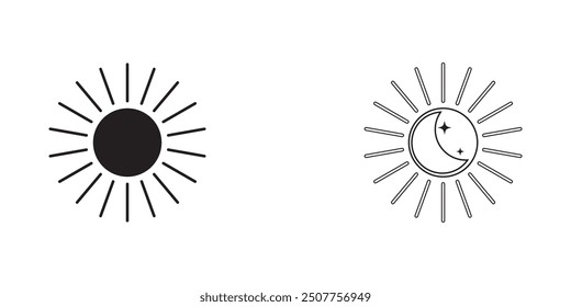 un and moon icon isolated on white background. Day and night. Vector illustration design eps 10