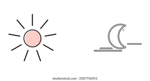 un and moon icon isolated on white background. Day and night. Vector illustration design eps 10