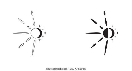 un and moon icon isolated on white background. Day and night. Vector illustration design eps 10