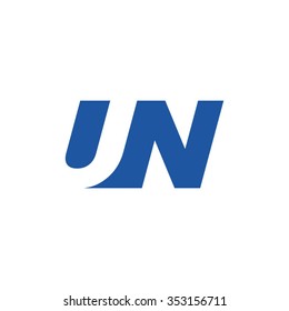 UN negative space letter logo blue