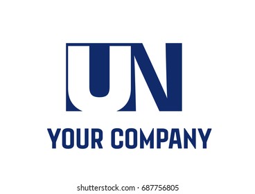 UN Negative Space Square Swoosh Letter Logo