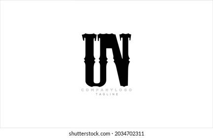 UN, NU, Abstract initial monogram letter alphabet logo design